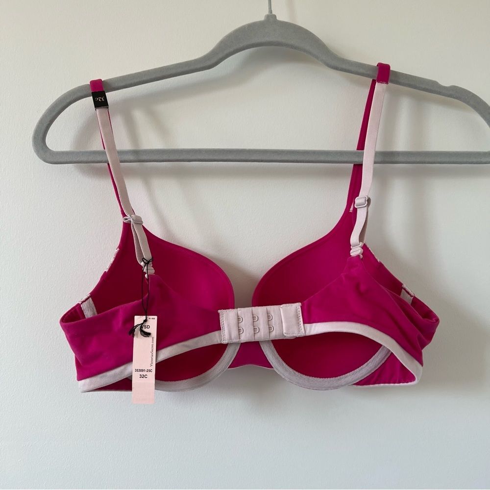 Victoria Secret Body By Victoria Perfect Shape 32C pink lace comfortable padded - Picture 3 of 3